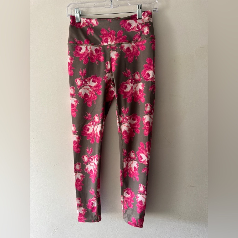 Free People Movement Floral Brown and Pink Leggings